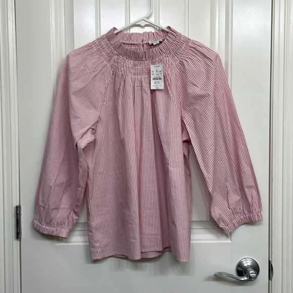 J. Crew Tops - J. Crew Pink Striped Blouse
